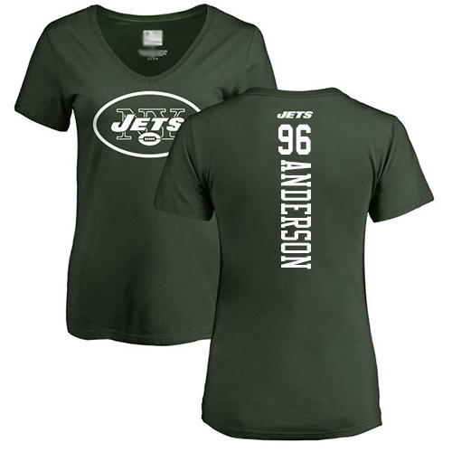 New York Jets Green Women Henry Anderson Backer NFL Football #96 T Shirt->women nfl jersey->Women Jersey